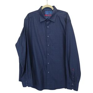 Robert Graham Mens Navy Dainty Floral Long Sleeve Button Down‎ Shirt 2XL Preppy